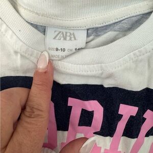 Zara Kids White and Pink Graphic T-Shirt